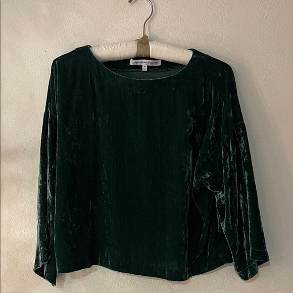 cupcakes & cashmere Tops - cupcakes & cashmere Dark Green Velvet Blouse